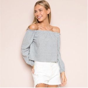 Brandy Melville Off the Shoulder Striped Theia Top